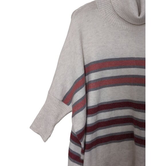 LOFT Poncho Sweater Women M Cream Oversized Casual Cozy Turtleneck Dolman Sleeve - Picture 4 of 11